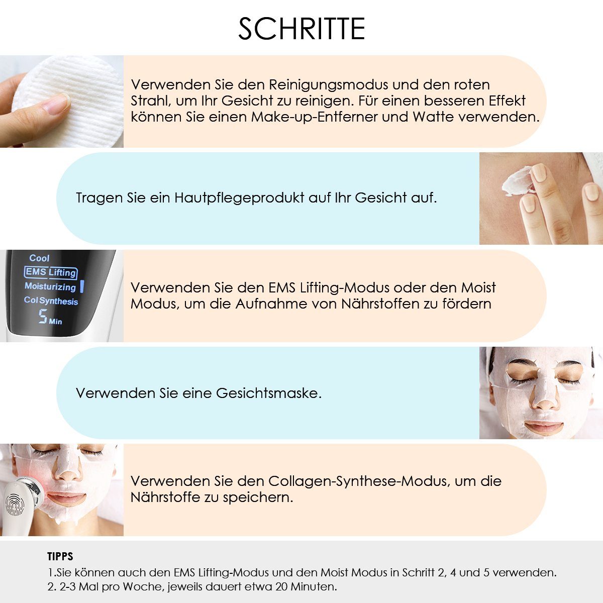 Gesichtsmassagegerät für IN Faltenentferner, Behandlung Heiße/Kühle Anti-aging, 5 ION- 1 mit Photon Gerät Mikrodermabrasionsgerät LETGOSPT EMS