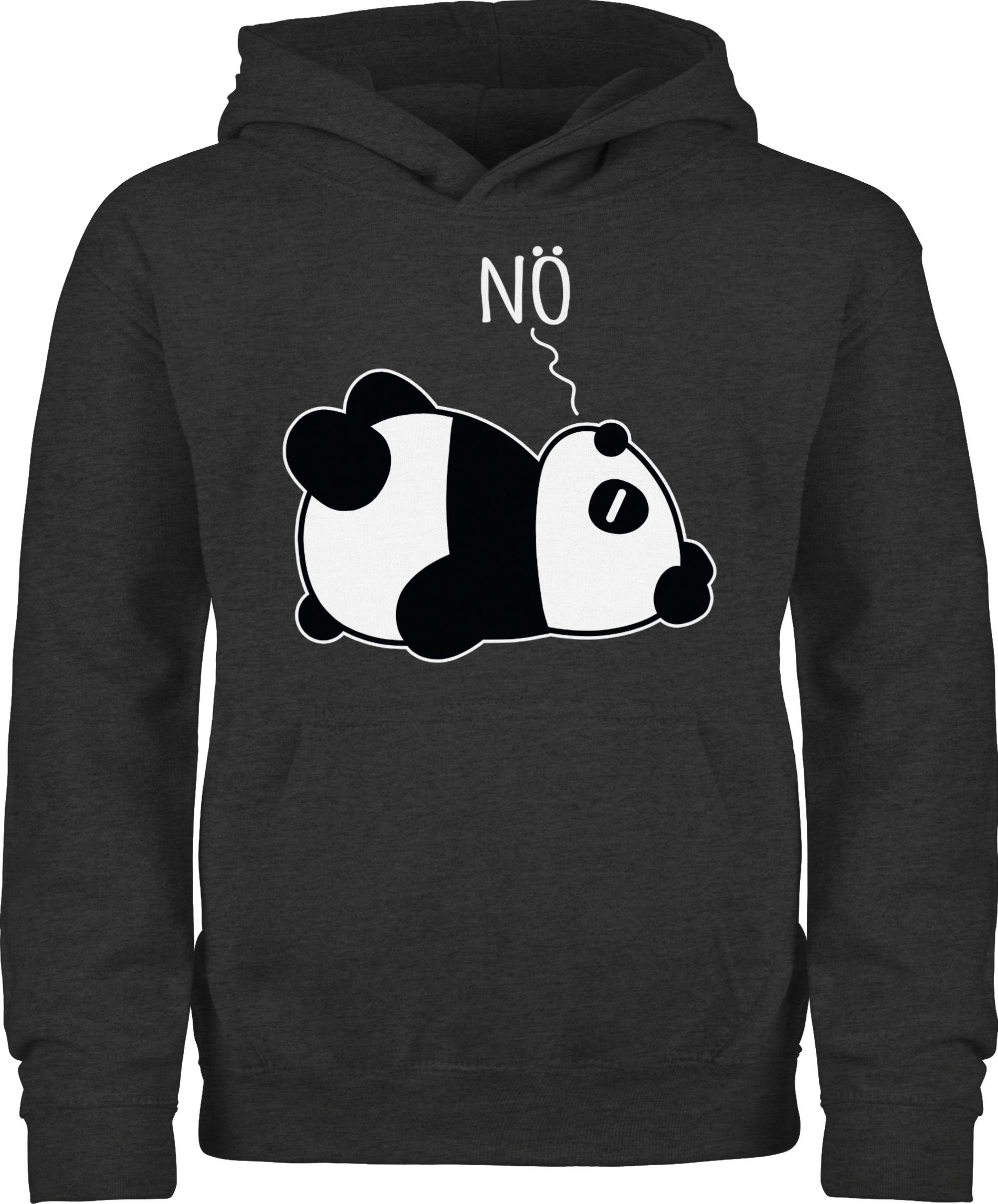 Shirtracer Hoodie Nö - Panda - weiß Statement Sprüche Kinder 3 Anthrazit meliert