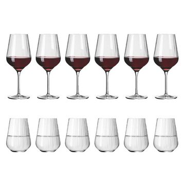 Ritzenhoff Glas Sternschliff Rotwein- und Wassergläser 12er Set, Kristallglas