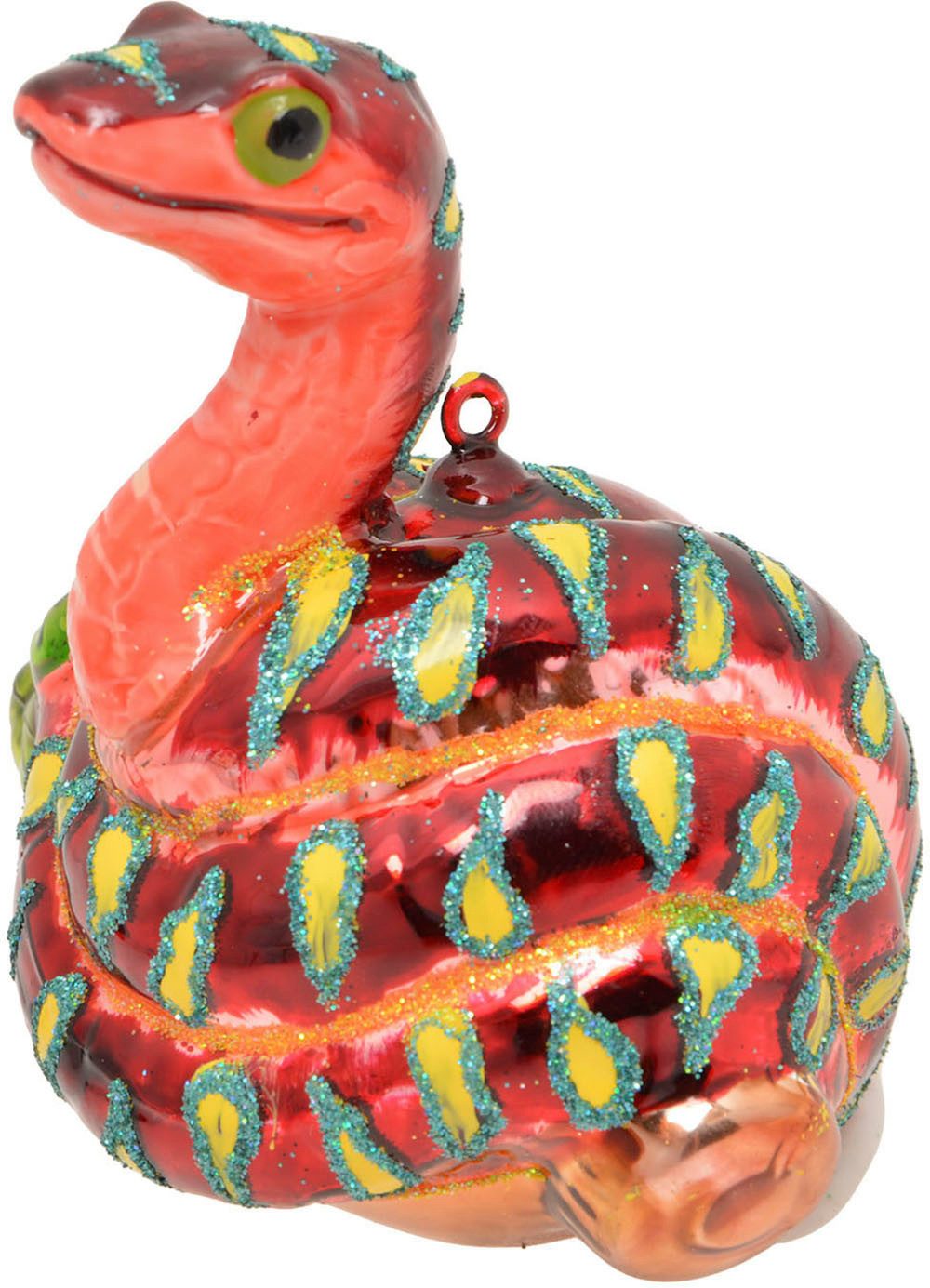 Krebs Glas Lauscha Christbaumschmuck Schlange, Orange, 9cm (1-tlg), Christbaumschmuck aus Glas, mundgeblasen, handgefertigt, Tierfigur