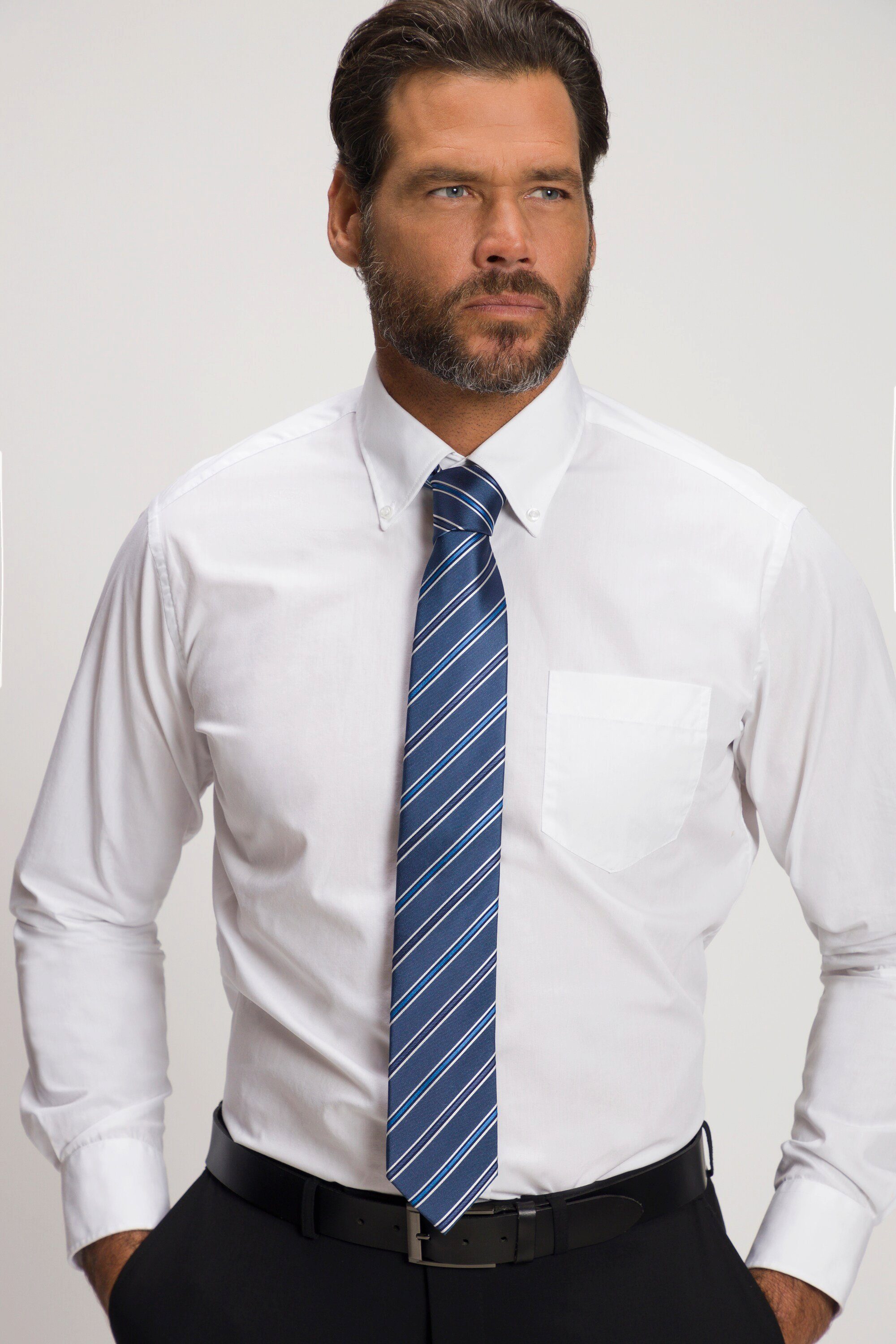 JP1880 Krawatte Seiden-Krawatte Streifen Extralänge 75 cm breit | Breite Krawatten