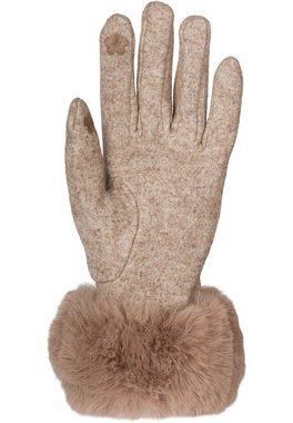 styleBREAKER Fleecehandschuhe Touchscreen Handschuhe mit Kunstfell