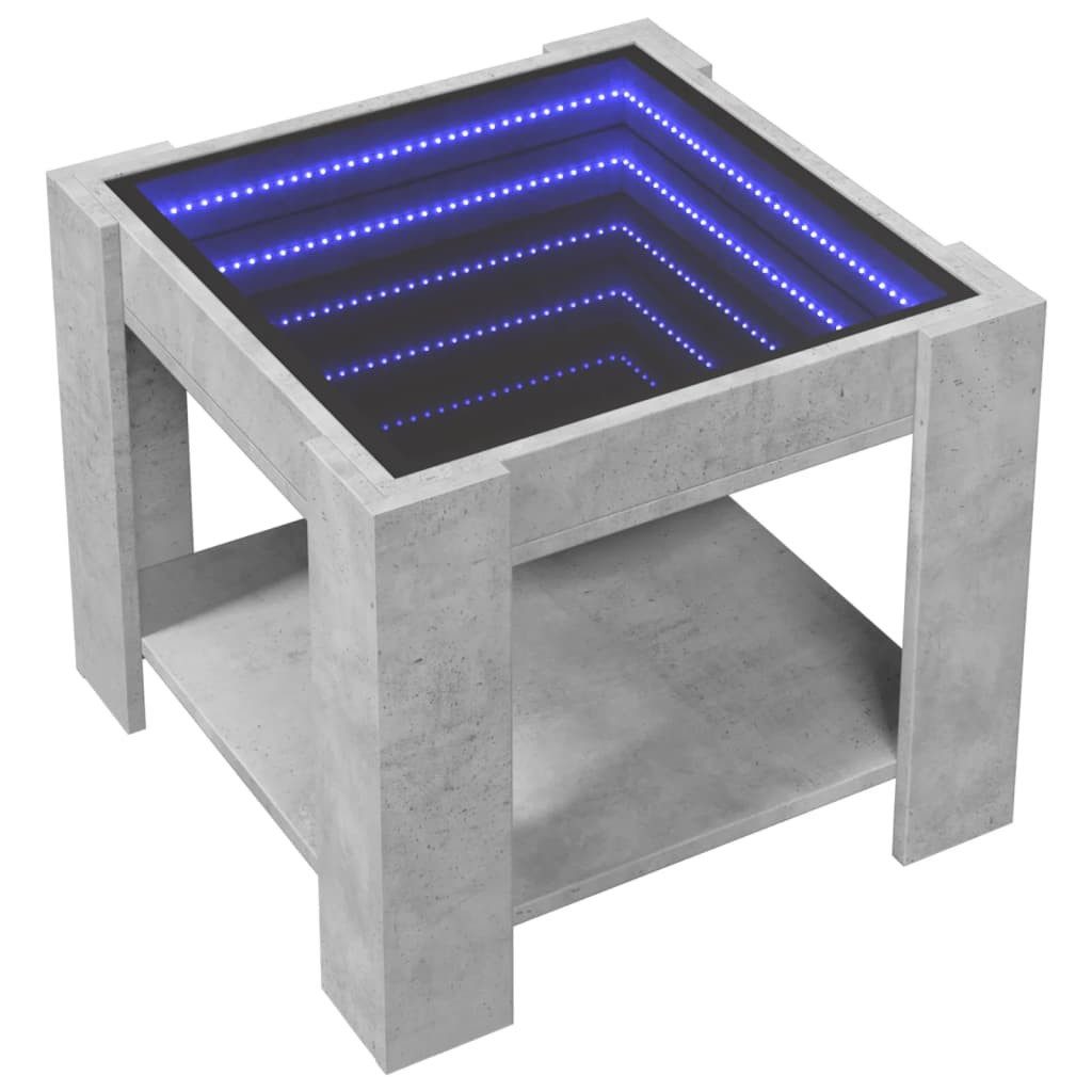 vidaXL Couchtisch LED-Couchtisch Betongrau 53x53x45 cm Holzwerkstoff (1-St) günstig online kaufen
