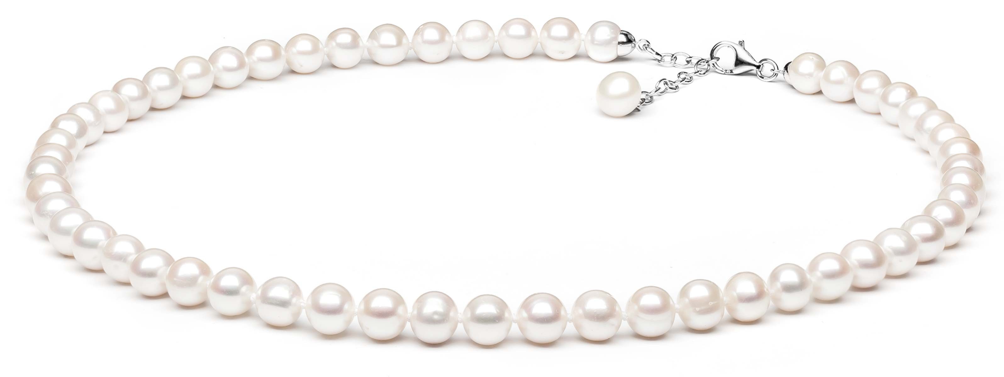 Gaura Pearls Perlenkette Klassisch weiß rund 7.5-8 mm 45-48 cm echte Süßwas günstig online kaufen