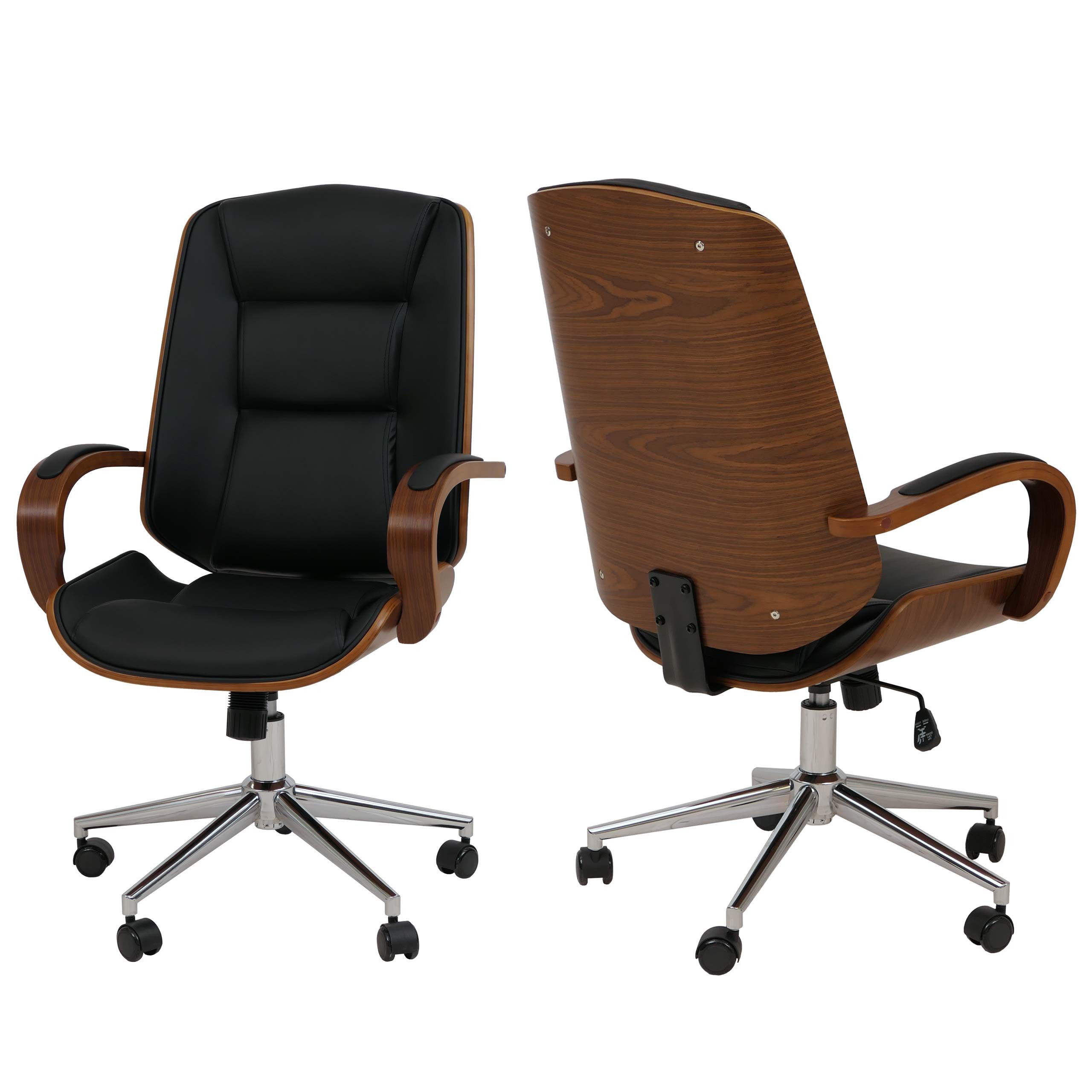 MCW Bürostuhl MCW-O83, Elegantes Design aus Bugholz, um 360° drehbar, mit Rollen