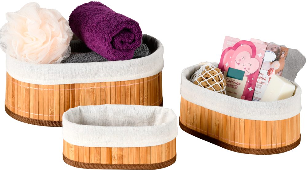 KESPER® Aufbewahrungskorb Bambus Körbchen, 3er Set, FSC (Set, 3 St), in 3 v günstig online kaufen