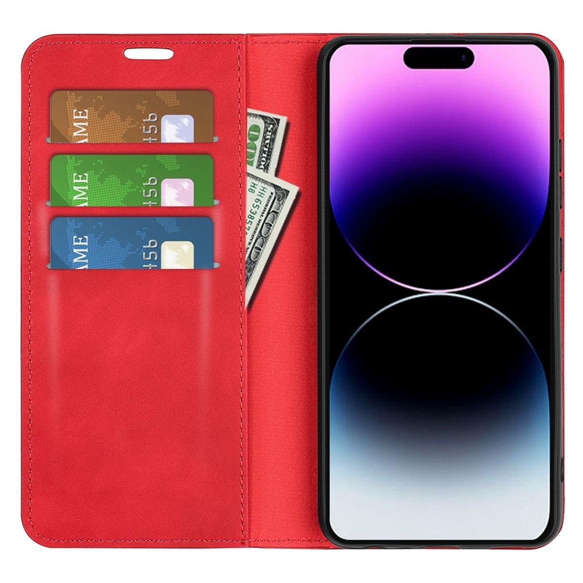 König Design Handyhülle Apple iPhone 15 Pro, Schutzhülle Schutztasche Case Cover Etuis Wallet Klapptasche Bookstyle