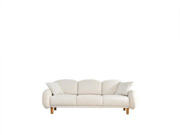 JVmoebel Wohnzimmer-Set Weiße Couchgarnitur Stilvoller Dreisitzer Einsitzer Polster Stoffsofas, (3-St., Wohnzimmer-Set 2tlg. 3-Sitzer + Sessel), Made in Europa