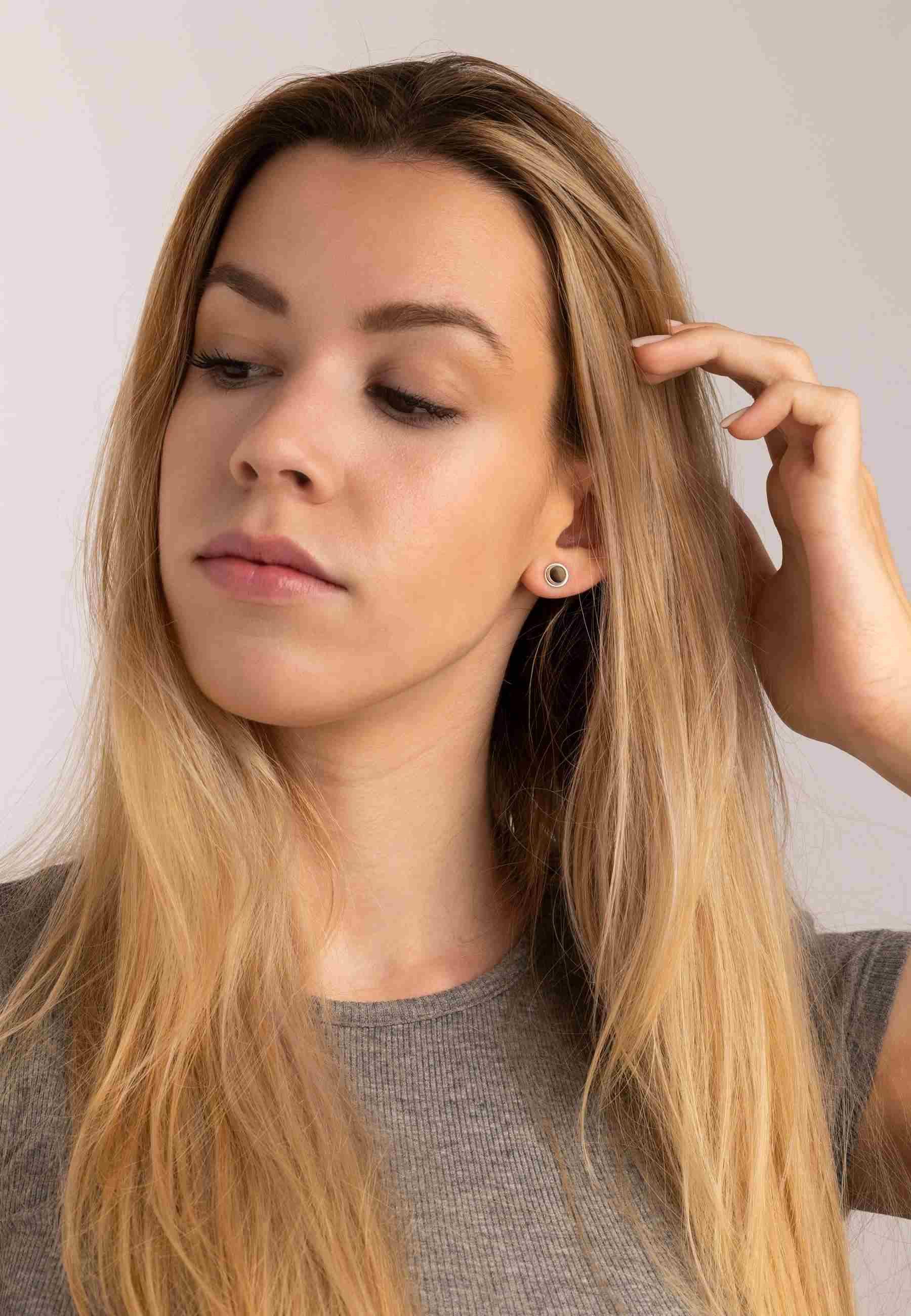 mantraroma Paar Ohrstecker SARALA rund klein aus 925 Silber mit Tigerauge ( günstig online kaufen