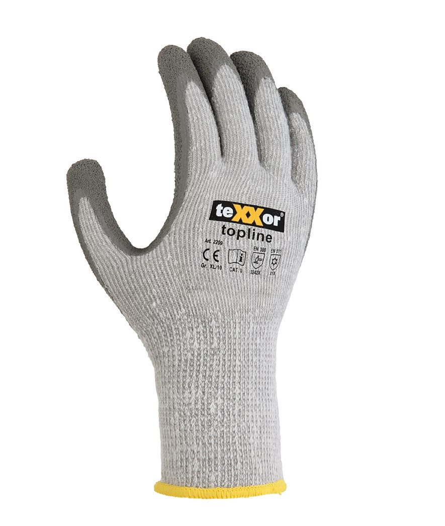 teXXor Winter-Arbeitshandschuhe 2209 Winterhandschuh Winter Grip Latexbeschichtung (Packung, 12-St., VPE=12-120, Gr.8-11) Atmungsaktiv/isolierend