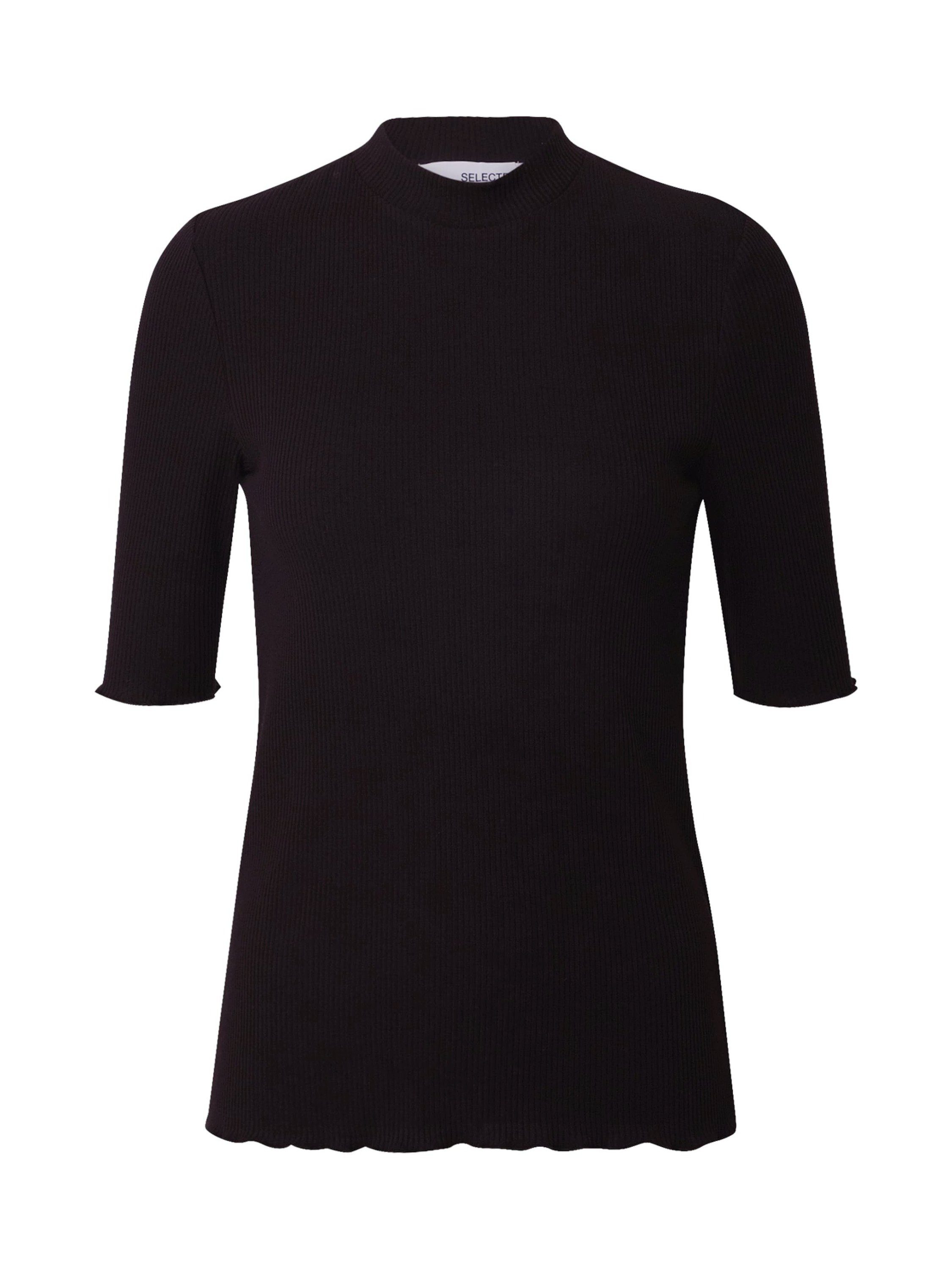 SELECTED FEMME T-Shirt Anna Black Details Plain/ohne (1-tlg)