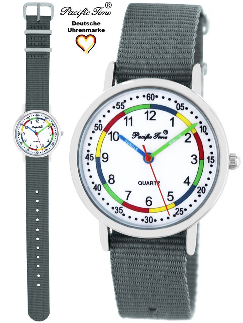 Pacific Time und grau Quarzuhr Armbanduhr Lernuhr Match Design Gratis First Wechselarmband, Versand - Mix Kinder