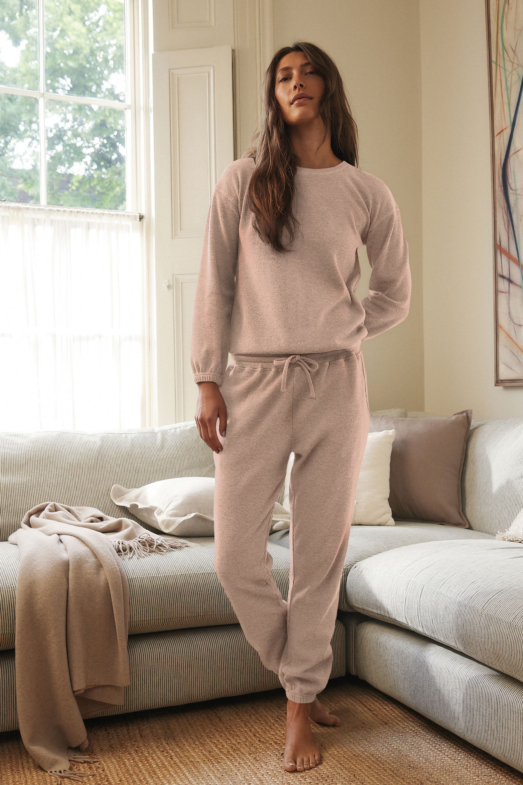 Next Pyjama Kuschliger Langarm-Schlafanzug mit Waffelstruktur günstig online kaufen