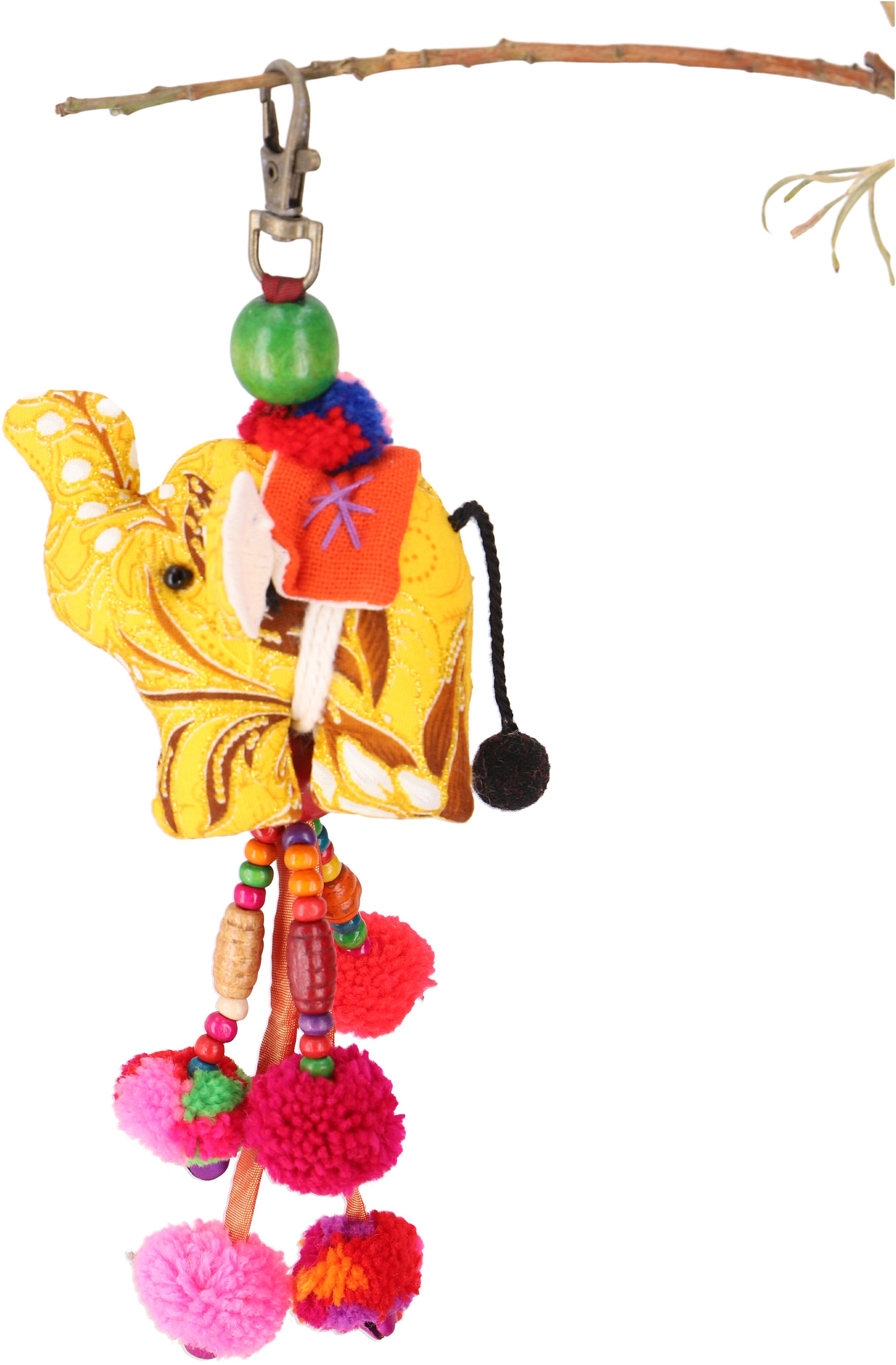 Boho.. Guru-Shop gelb Bunter Elefanten-Schlüsselanhänger, Schlüsselanhänger