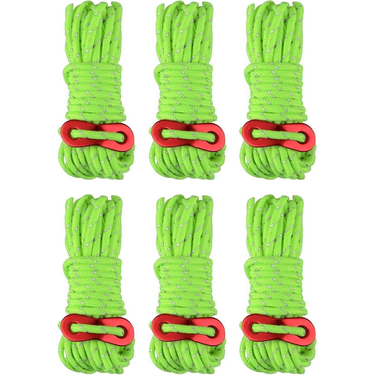 LuxusKollektion Abspannleine Abspannseile Seilspanner 4m 4mm 02 Fluoreszierendes Grün Φ4mm 6 Stück