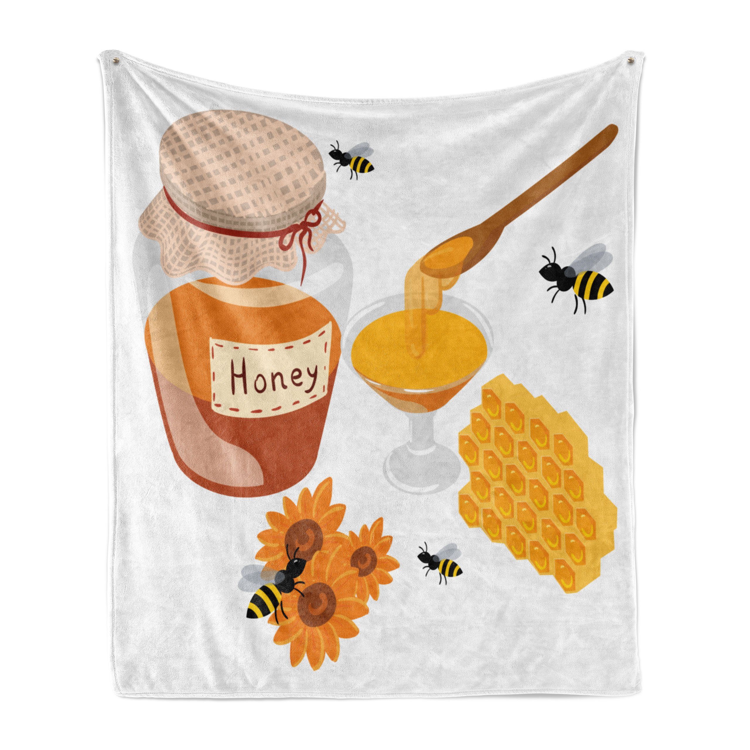 Gemütlicher und Abakuhaus, Innen- für und Bee Honey Plüsch Wohndecke den Löffel Außenbereich, Glas Sonnenblumen