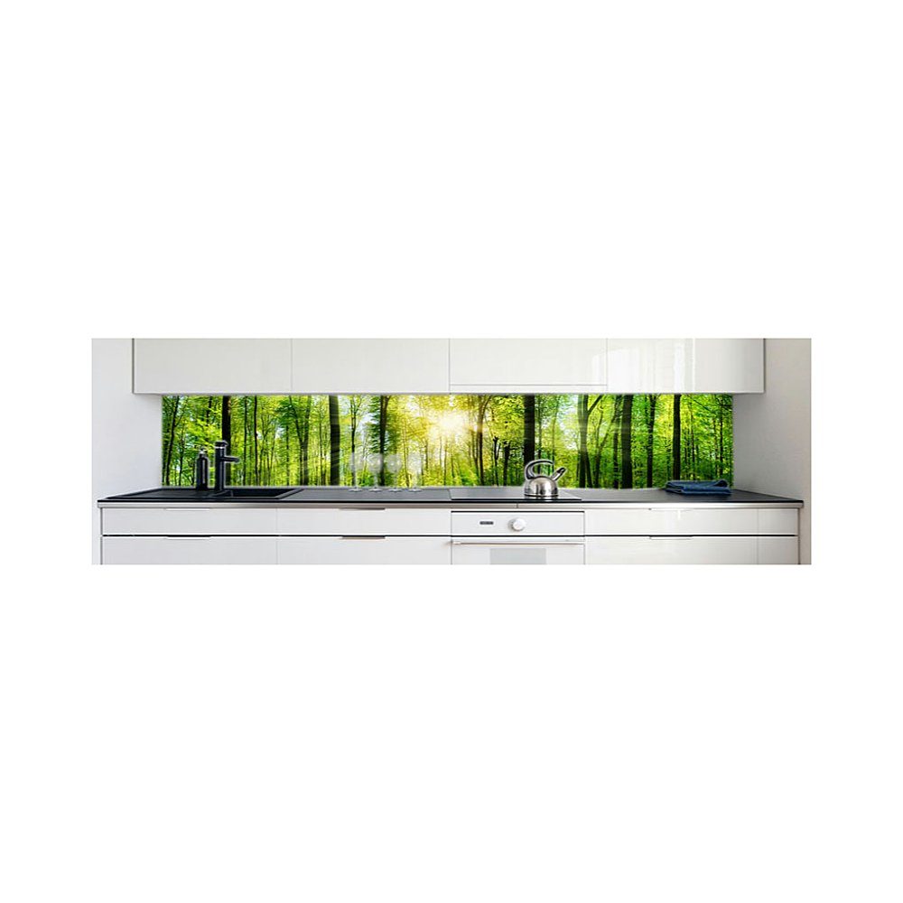 DRUCK-EXPERT Küchenrückwand Küchenrückwand Waldlichtung Premium Hart-PVC selbstklebend mm 0,4