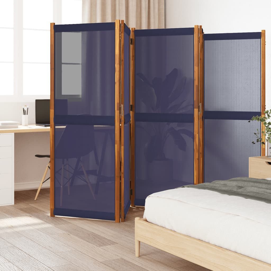 vidaXL Raumteiler 5-tlg. Paravent Dunkelblau 350x180 cm, 1-tlg.
