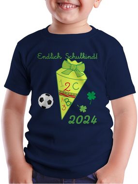Shirtracer T-Shirt Endlich Schulkind 2024 Schultüte ABC gelb/grün Einschulung Junge Schulanfang Geschenke