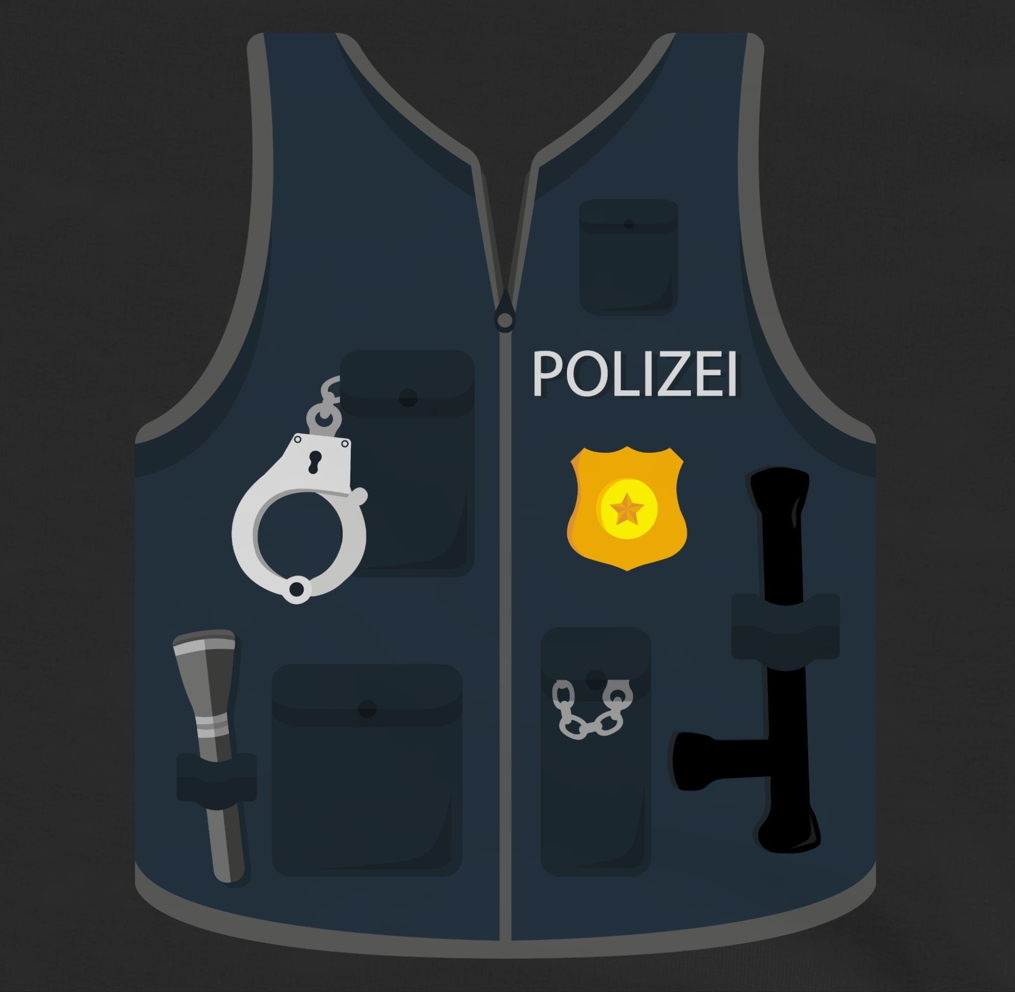 Polizei Shirtracer Weste Kostüm Fasching 2 & Sweatshirt Karneval Schwarz