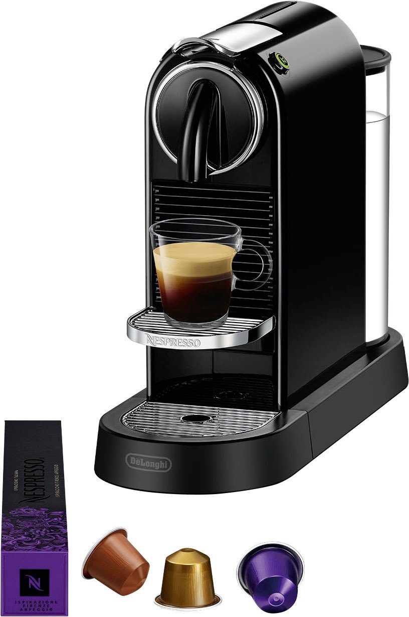 Nespresso Kapseln Kapselmaschine CITIZ Willkommenspaket 7 DeLonghi, inkl. von mit EN Black, 167.B