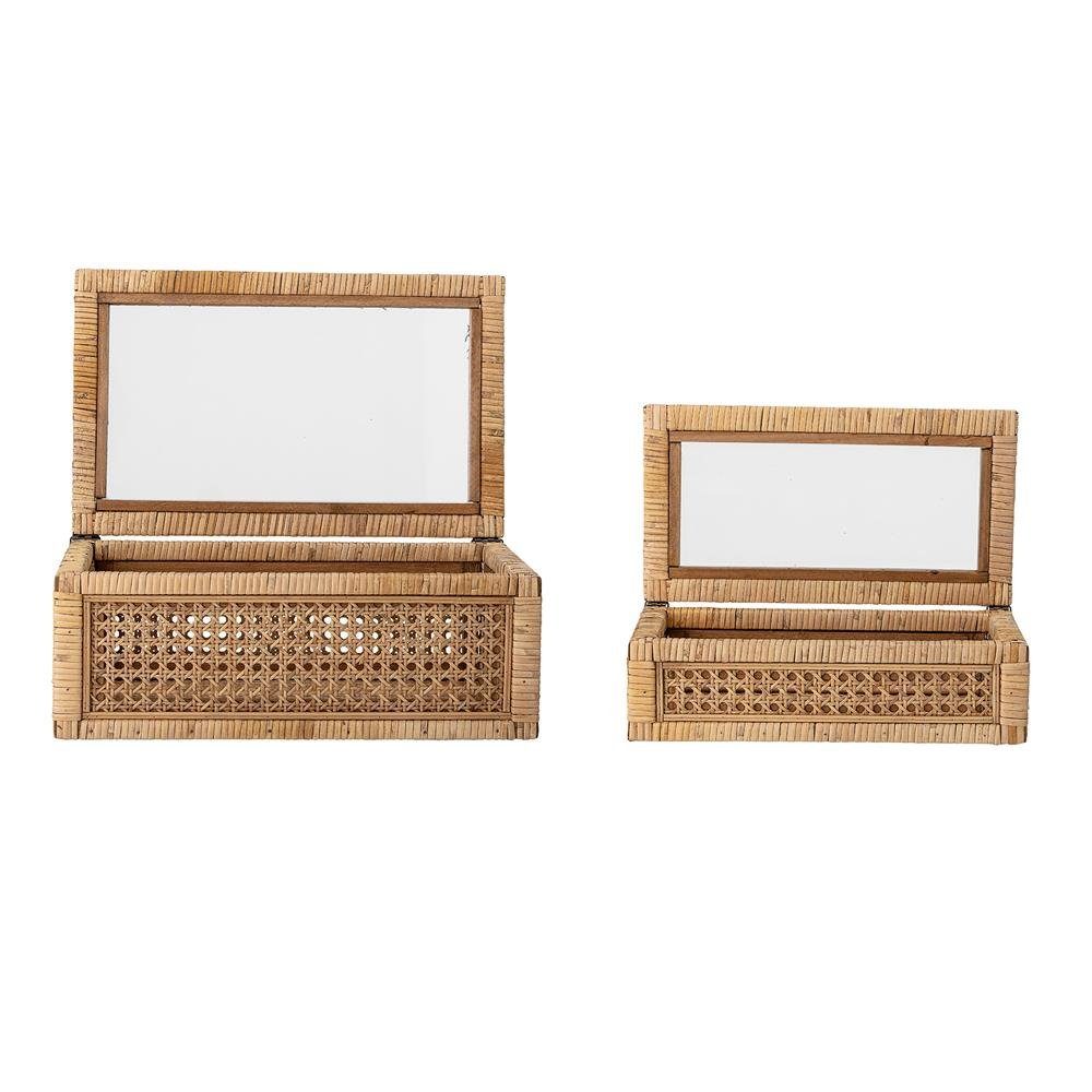 Bloomingville Aufbewahrungsbox Lally (2er Set, 1 St., Schachteln), Rattan Natur Dekobox Aufbewahrung