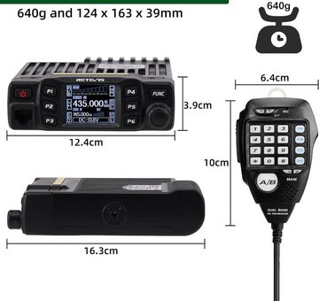Retevis Walkie Talkie RT95 Amateurfunk Transceiver,Dual Band Antenne,Dual Display,200 Kanäle, Mini Mobilfunk Transceiver, SL16/PL259 Mobile Autoantenne