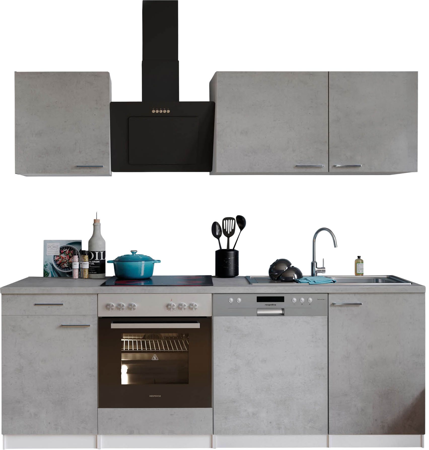 RESPEKTA Küchenzeile Malia, Breite 220 cm, 85 cm Arbeitshöhe, in exklusiver Konfiguration für OTTO