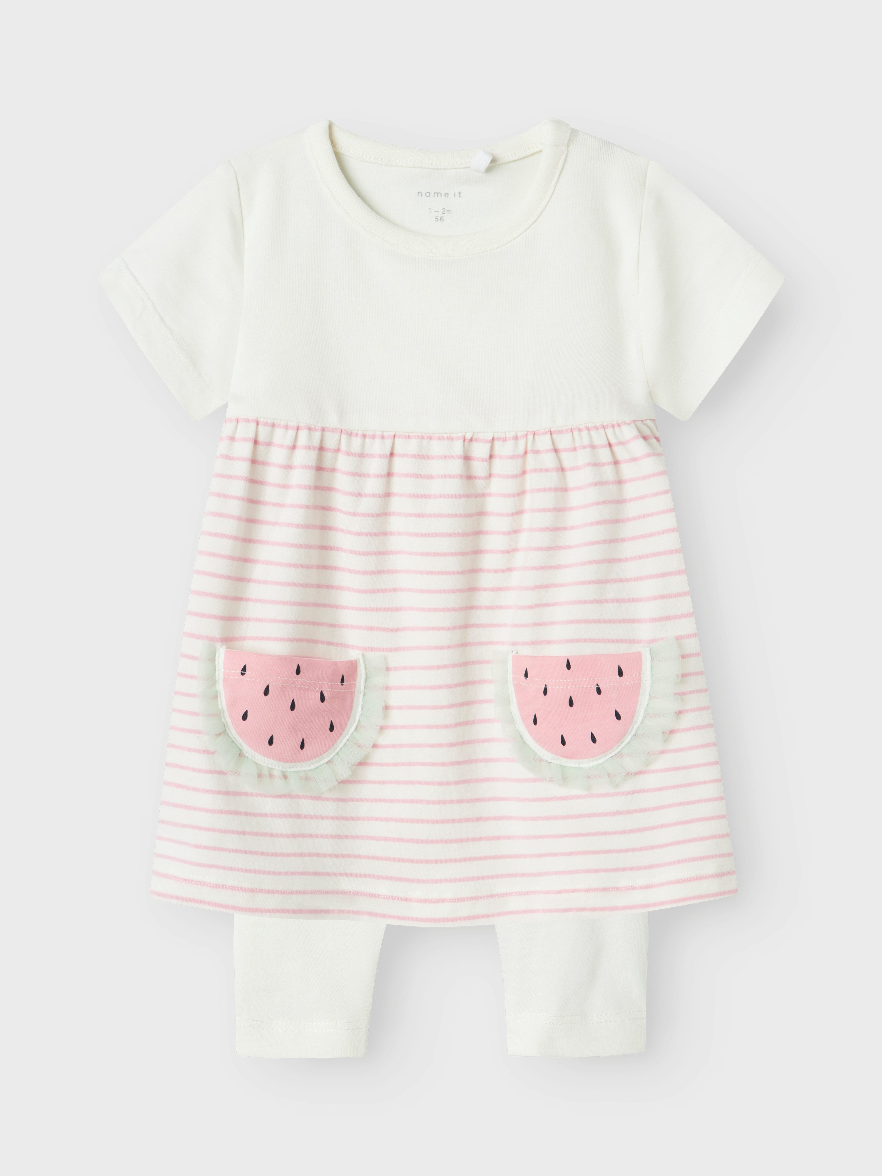 Name It Kleid & Leggings NBFJABELLE SS DRESS SET (Set, 2-tlg) mit süßen aufgesetzten Taschen