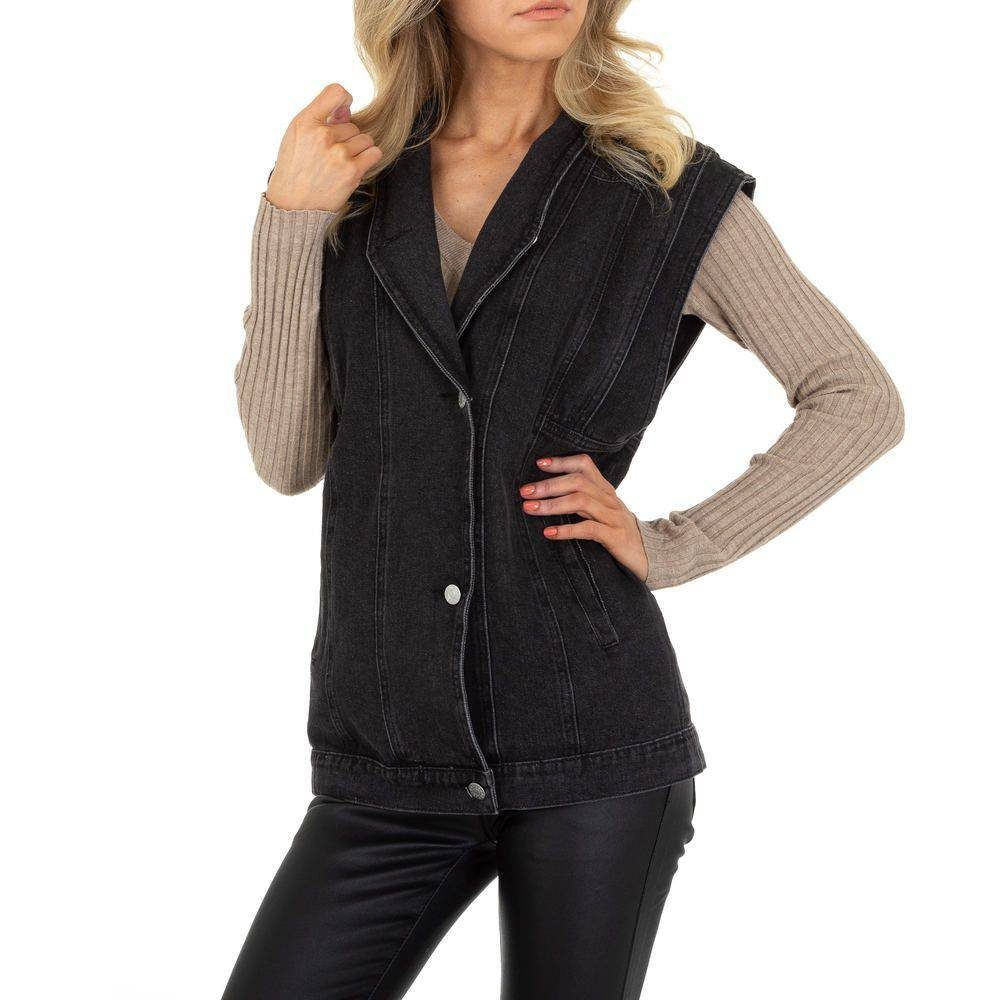 Ital-Design Jeansjacke Damen Freizeit Used-Look Jeansjacke in Schwarz günstig online kaufen