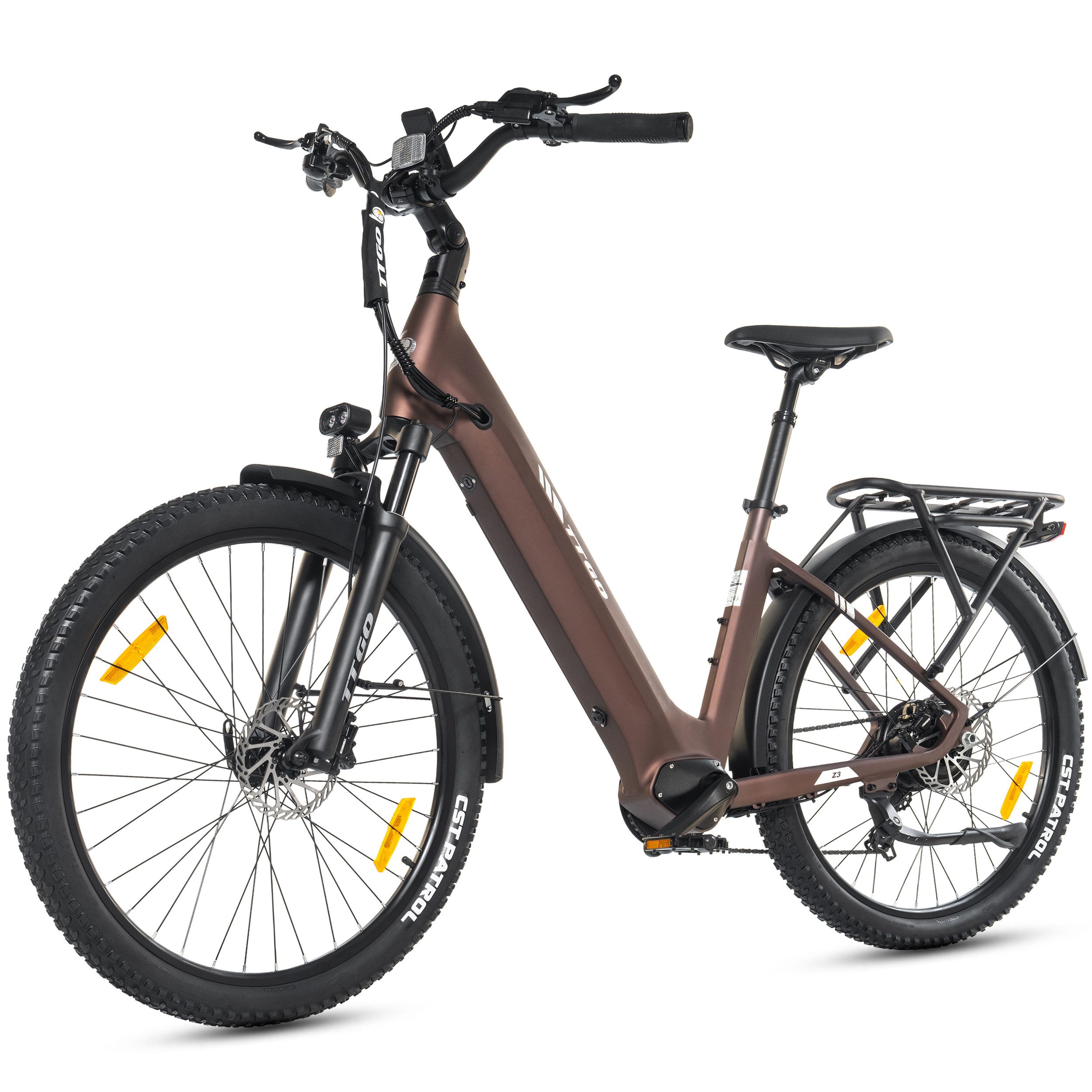 TTGO E-Bike Cityrad 28 Zoll, 70Nm Hinterradmotor, 120km, Z3, für Damen und Herren, 7 Gang SHIMANO, Kettenschaltung, Heckmotor, 720 Wh, 5 Stufen, LCD-Farbdisplay, Federsattelstütze, Elektrofahrrad, Pedelec