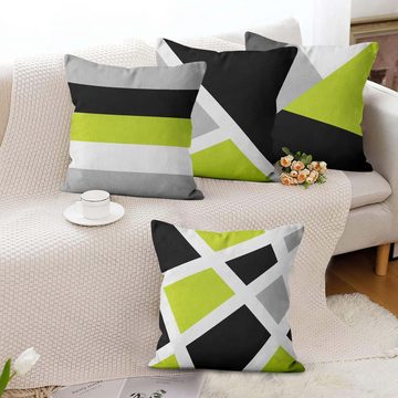 Kissenbezug Kissenbezug Grün 45x45 4er Set, Modern Abstrakt Home Decor für Sofa, KIKI (4 Stück)