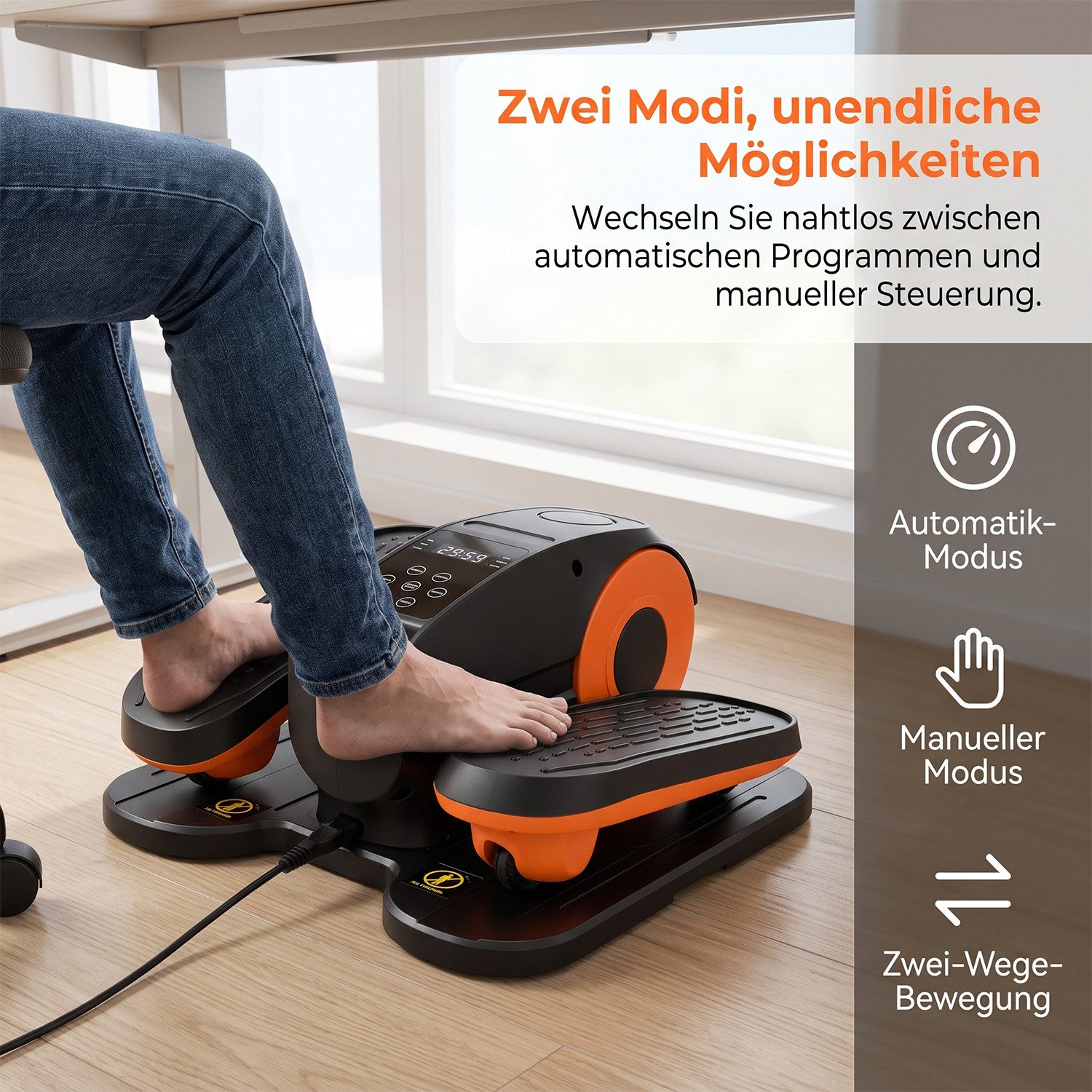 AKKEE Ellipsentrainer Crosstrainer Mini Ellipsentrainer für Zuhause Untertisch Beintrainer, mit LED-Display und Fernbedienung, 12 Geschwindigkeitsstufe, leise