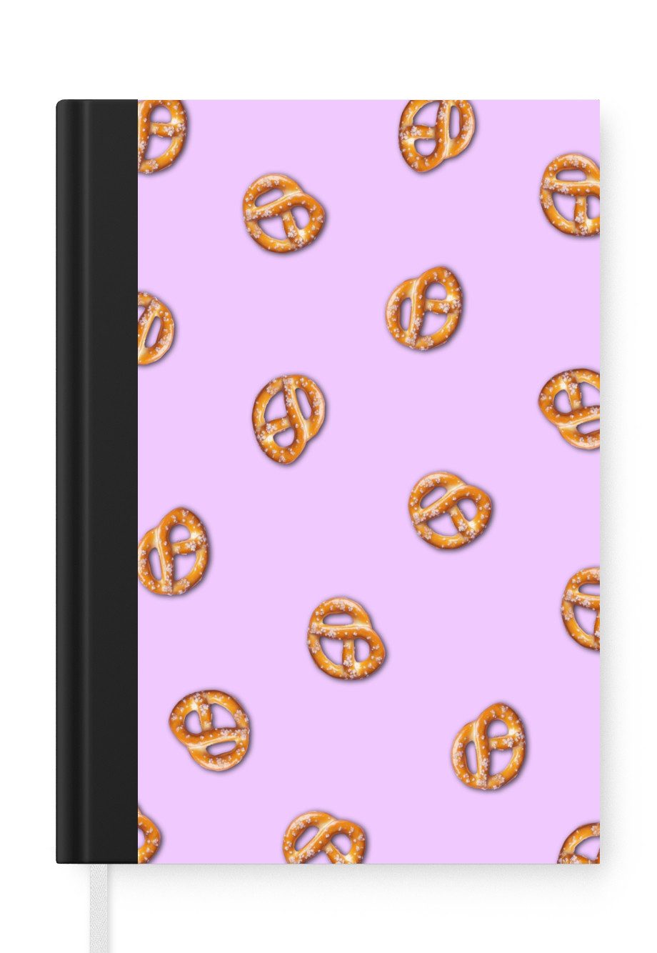 MuchoWow Notizbuch Brezeln - Lebensmittel - Lila, Notebook, Notizblock a5, Tagebuch, Journal Liniert