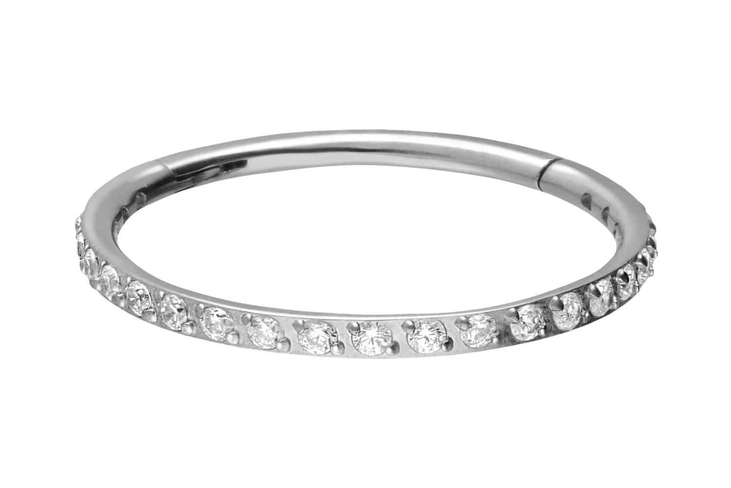 PIERCINGLINE Nasenpiercing Titan Segmentring Clicker EINGEFASSTE KRISTALLE Ohrpiercing Septum (Clicker, 1-tlg), Ohrpiercing für Conch, Helix, Tragus, Daith, Lobe
