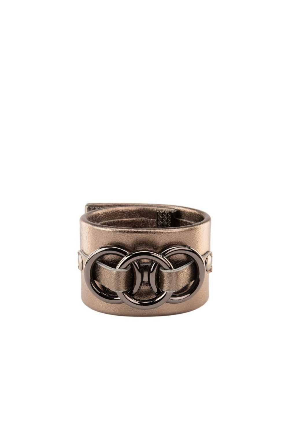 Asche & Gold Lederarmband Beatrice II Armband Cuff altgold/gun metal edel