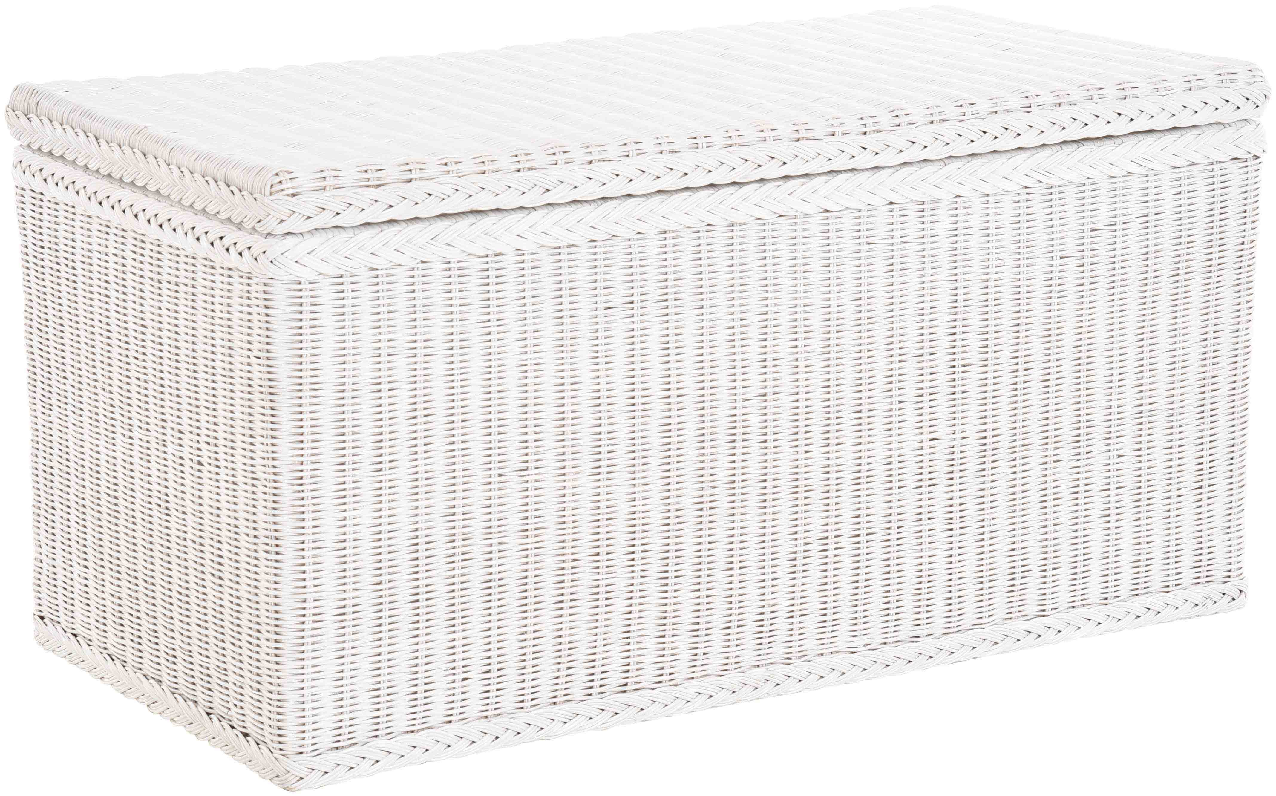 Krines Home Wäschetruhe Rattantruhe Groß Deckel Natur Rattan Truhe Aufbewahrung XL 100x50x50, Große Truhe mit viel Stauraum