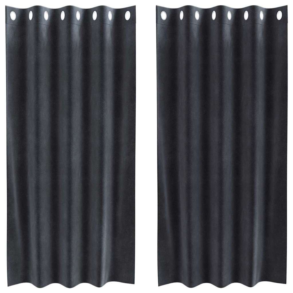 vidaXL Vorhang Verdunkelungsvorhänge 2 pcs Dunkelgrau 140 x 175 cm Samt (2 günstig online kaufen