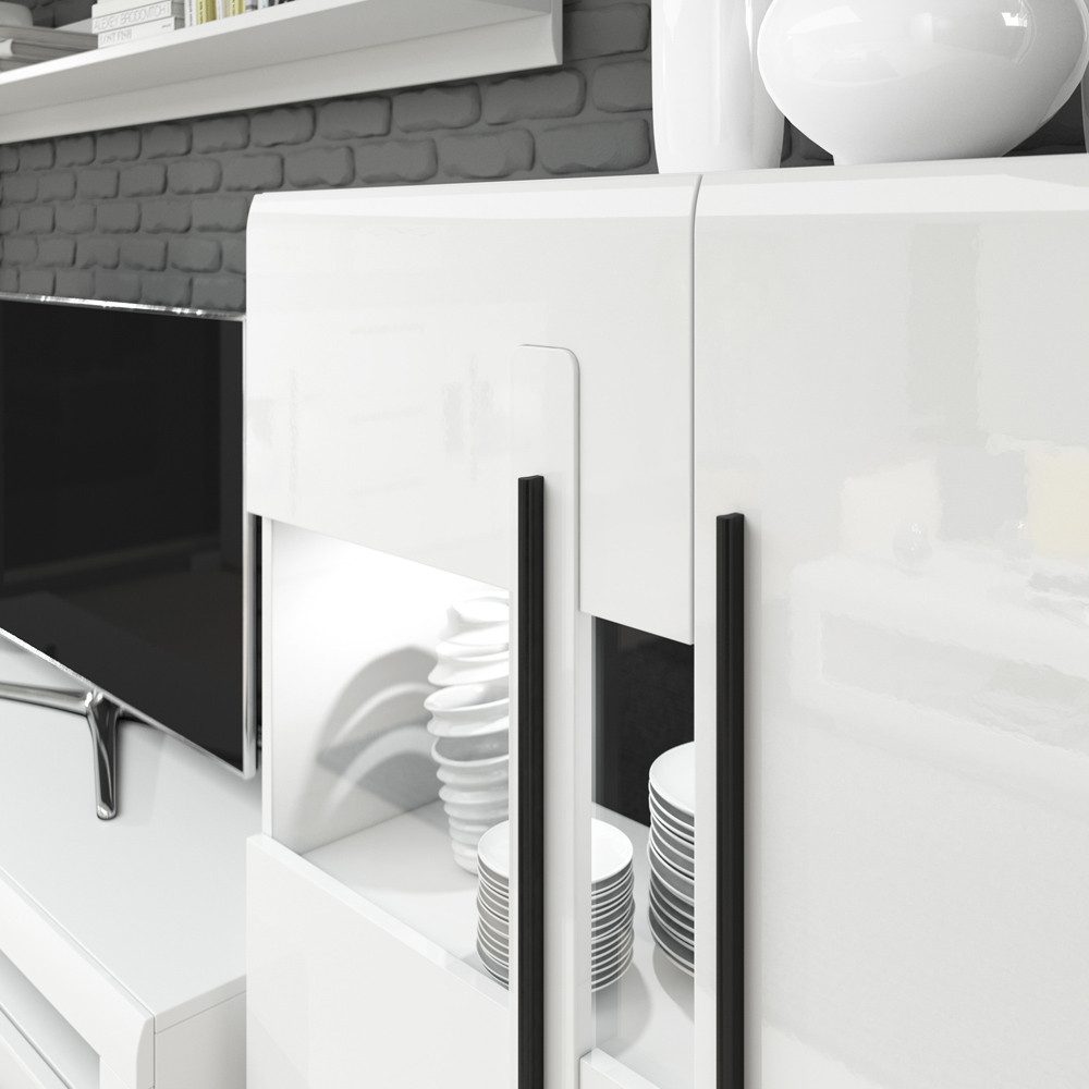 Lomadox Highboard TURDA-83, weiß Hochglanz modern günstig online kaufen