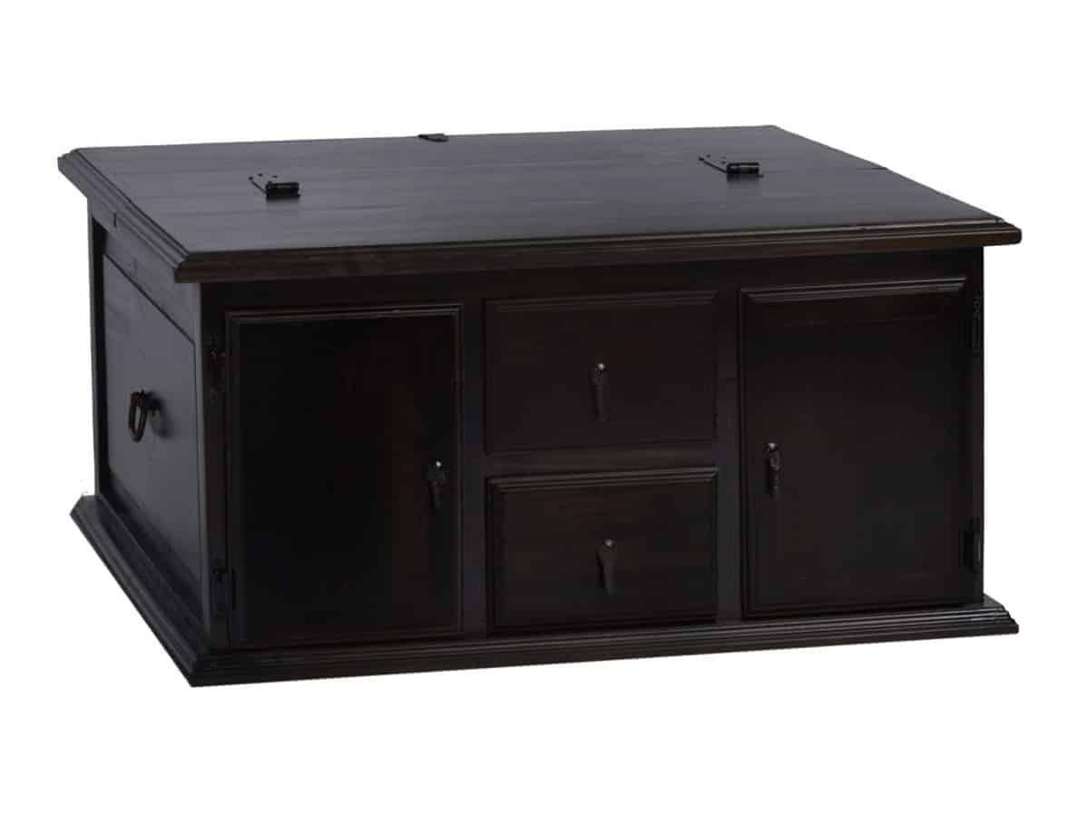 MiaMöbel Truhentisch Mexico, aus massivem Pinienholz Dunkelbraun