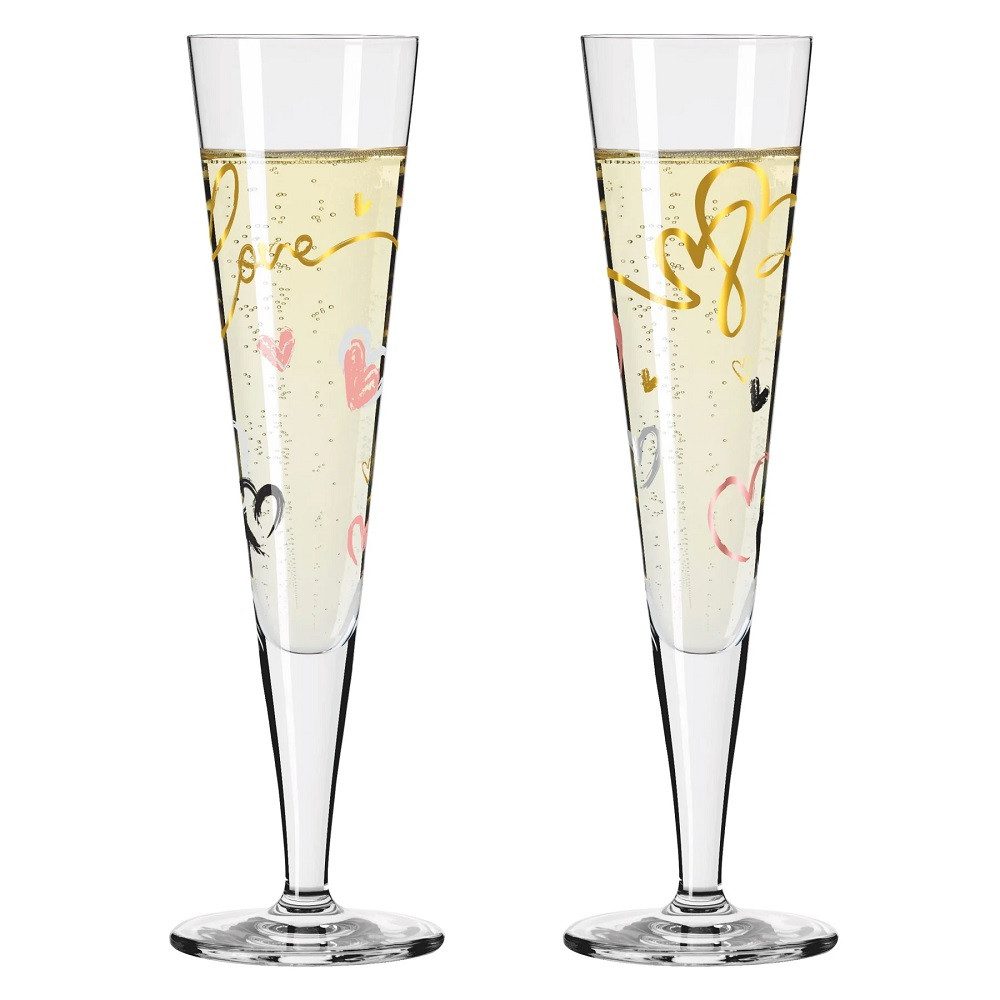 Ritzenhoff Sektglas Ritzenhoff Goldnacht Champus-Duett C. Oliveira F23, Kristallglas