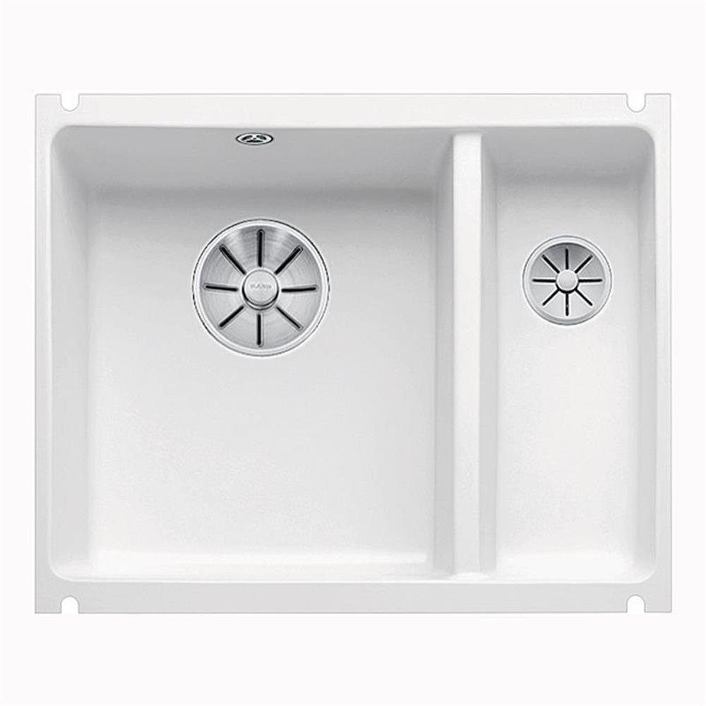 Blanco Küchenspüle BLANCO Unterbauspüle SUBLINE 350/150-U Keramik PuraPlus, InFino, 56,7/39,6 cm kristallweiß glänzend