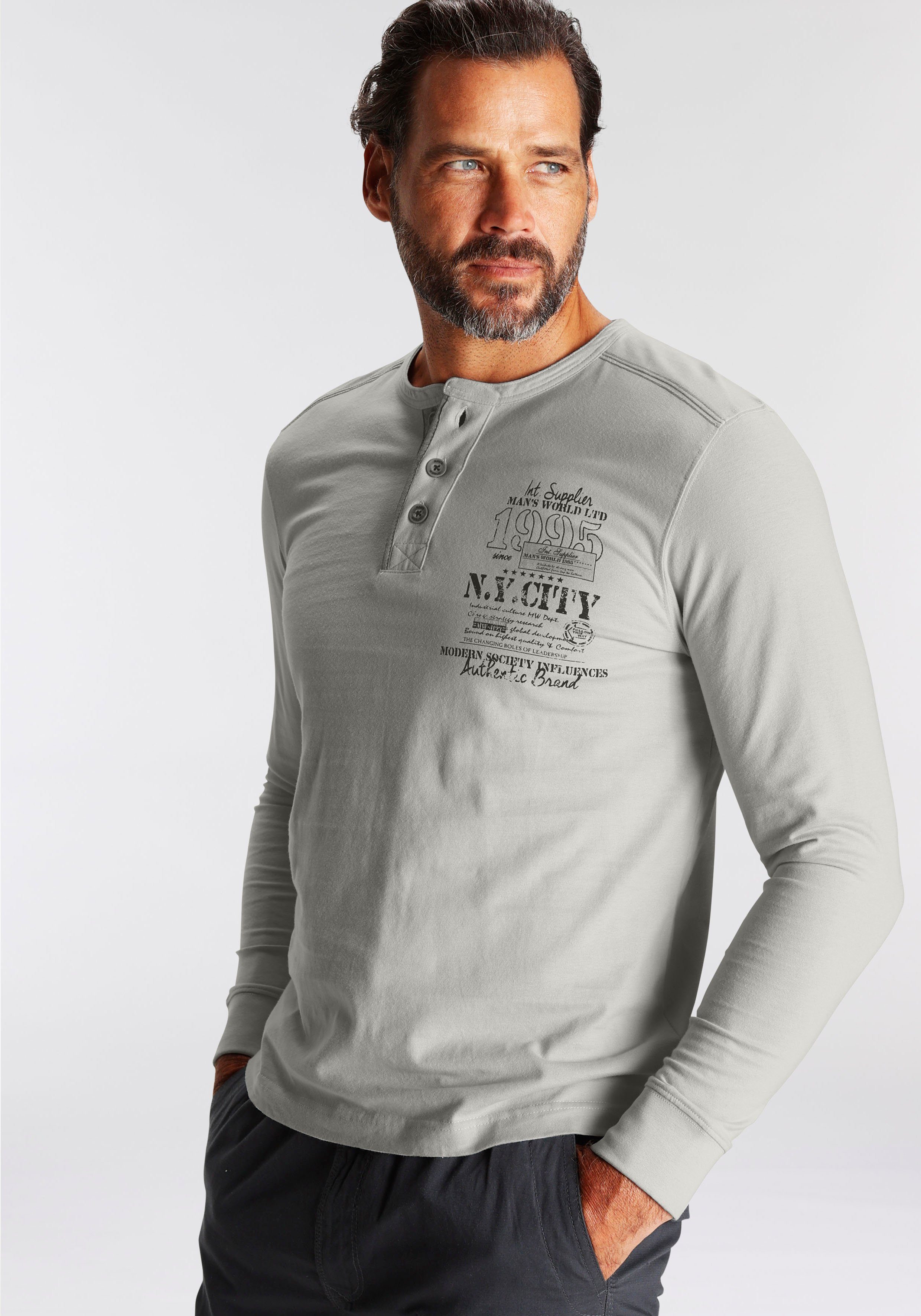 Man's World Henleyshirt Langarm, mit lässigem günstig online kaufen