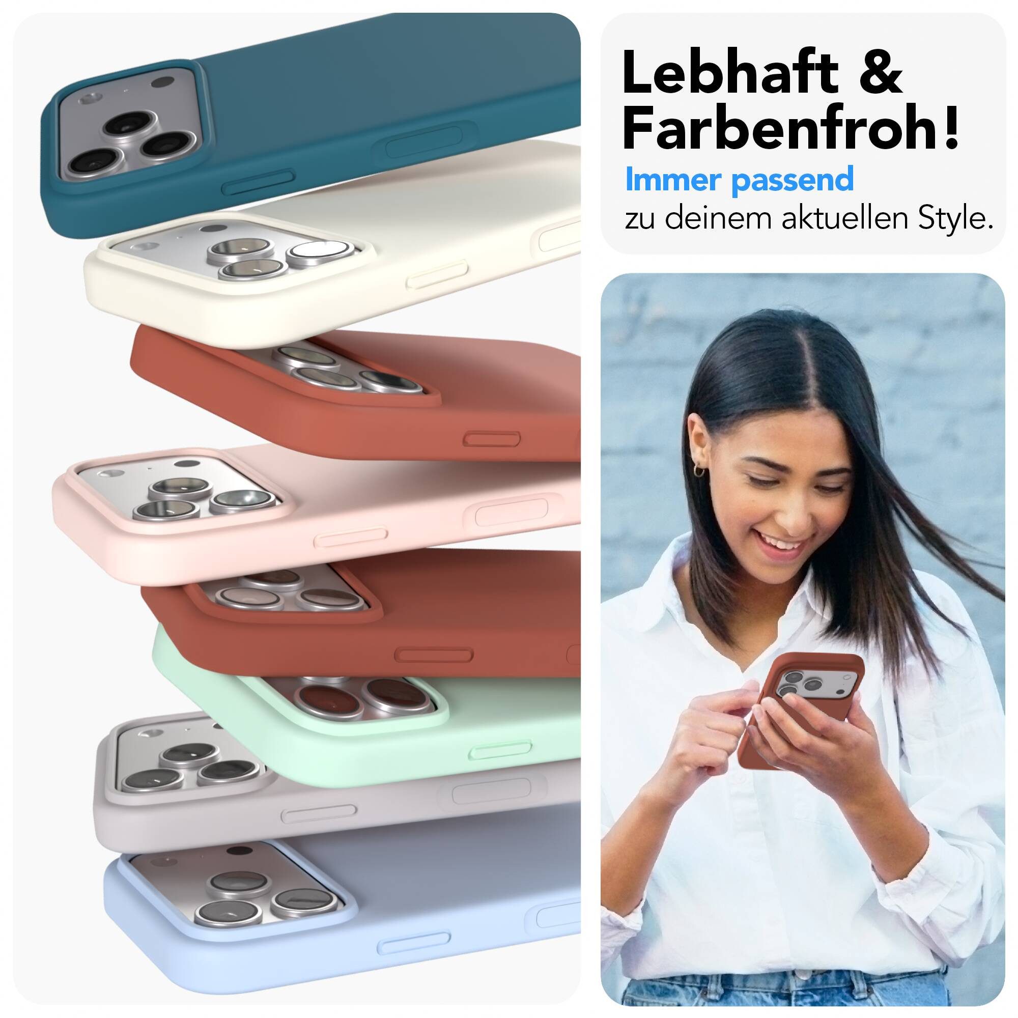 EAZY CASE Handyhülle für Apple iPhone 17 Pro Hülle Silikon 6,3 Zoll, Handy Softcase MagSafe mattierte Silikonhülle Back Cover Soft Braun – Bild 2 von 5
