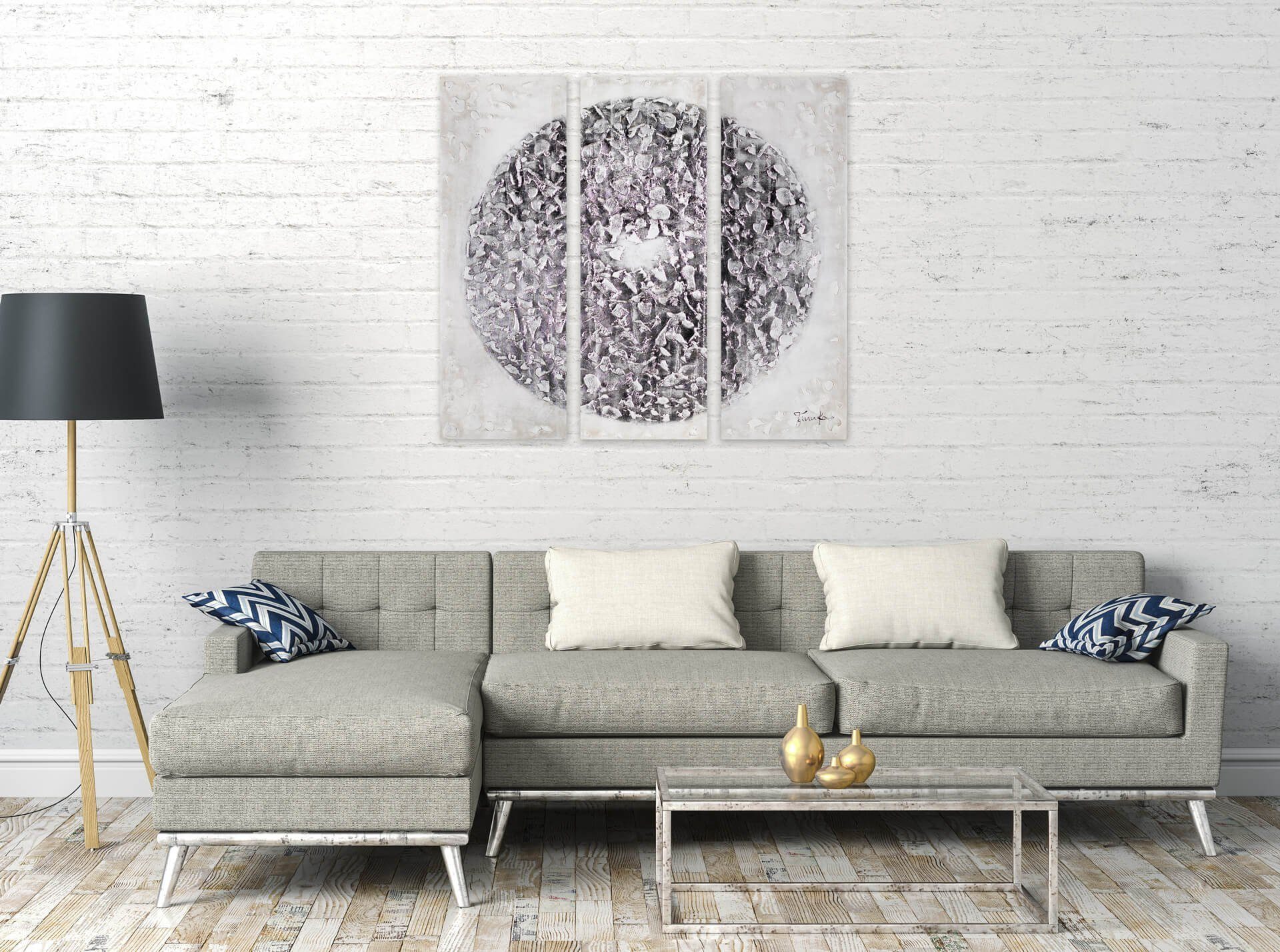 KUNSTLOFT Gemälde Soft Embrace 100% cm, Wohnzimmer Leinwandbild HANDGEMALT 90x90 Wandbild