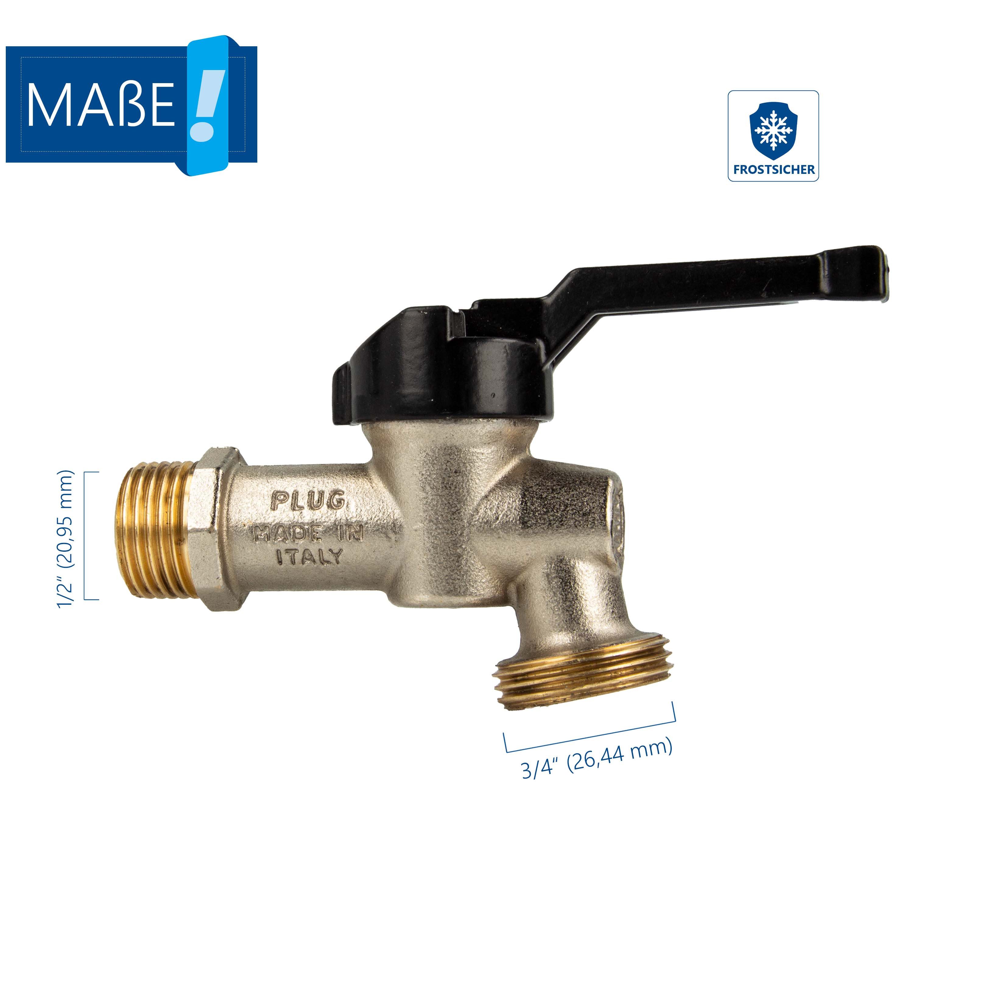 Bongas Deutschland GmbH Auslaufventil Kükenauslaufhahn EKO-PLUG 1/2 Zoll - Frostsicher
