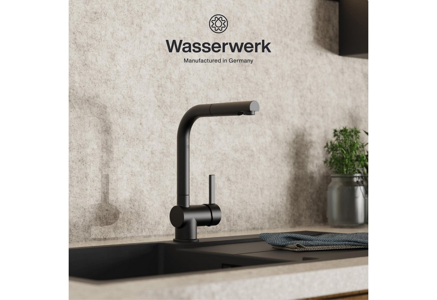 Thumbnail - WASSERWERK Spültischarmatur WK 4, Wasserhahn, Küche, Einhebelmischer 360° schwenkbar, Cold-Start-Funkt., herausziehbar