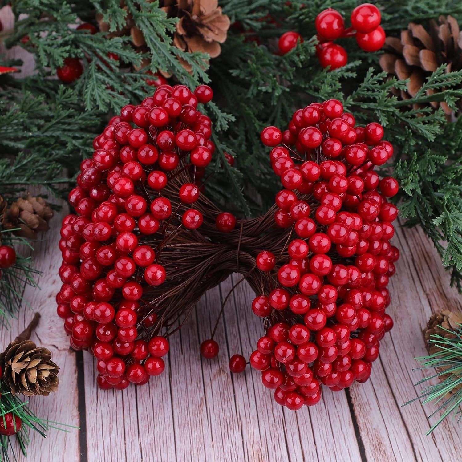 Rot Beeren zum (200-tlg), Christbaumschmuck 200 pcs Berry Holly Holly Coonoor Basteln Weihnachtskranz Dekoration Weihnachten Mini Künstliche