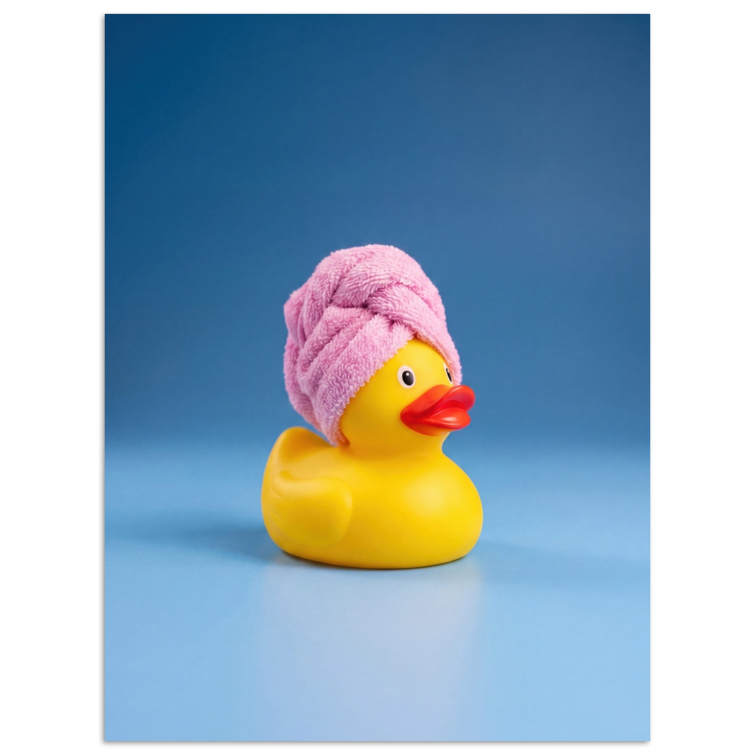 MuchoWow Poster Gummi-Ente - Handtuch - Blau, (1 St), Poster ohne Rahmen, Wandbild, Wandposter, 30x40 cm