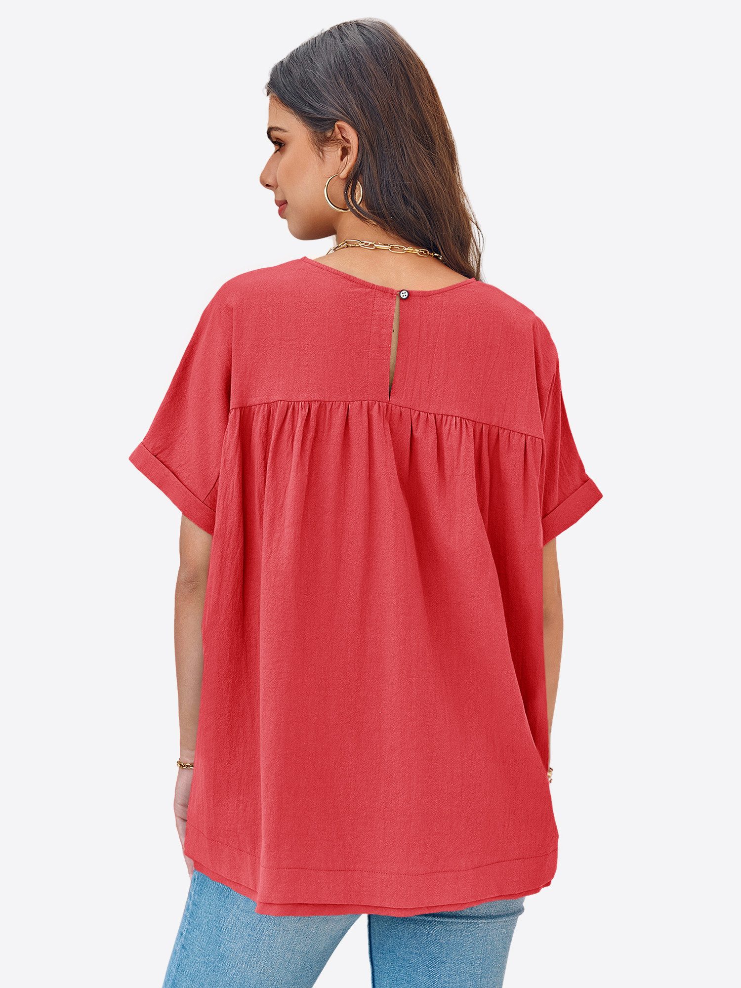 Imily Bela Tunikashirt Damen Babydoll Oberteil (Packung, 1-tlg., 1per-Pack) aus Baumwolle